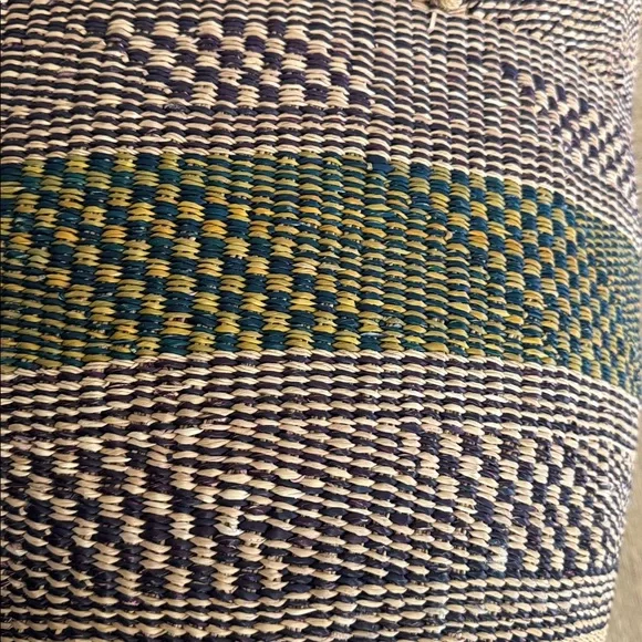 Hand Woven Raffia Natural Fiber Tote with Leather Strap, 'Supper Basket' - Picture 10 of 13